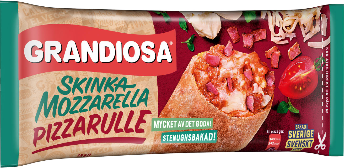 Pizzarulle Mozzarella & skinka 155g