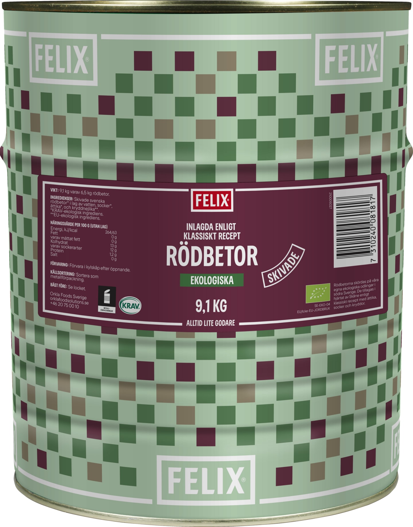 Rödbeta skivad 9,1kg