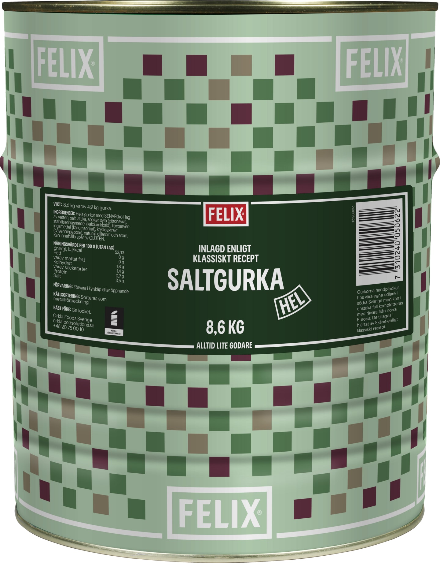 Saltgurka hel 8,6kg