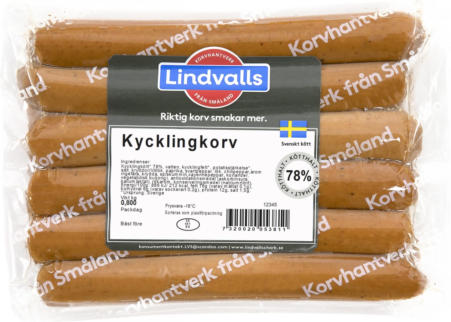 Kycklingkorv rullgrill 10X80g - Bild 1 av 2