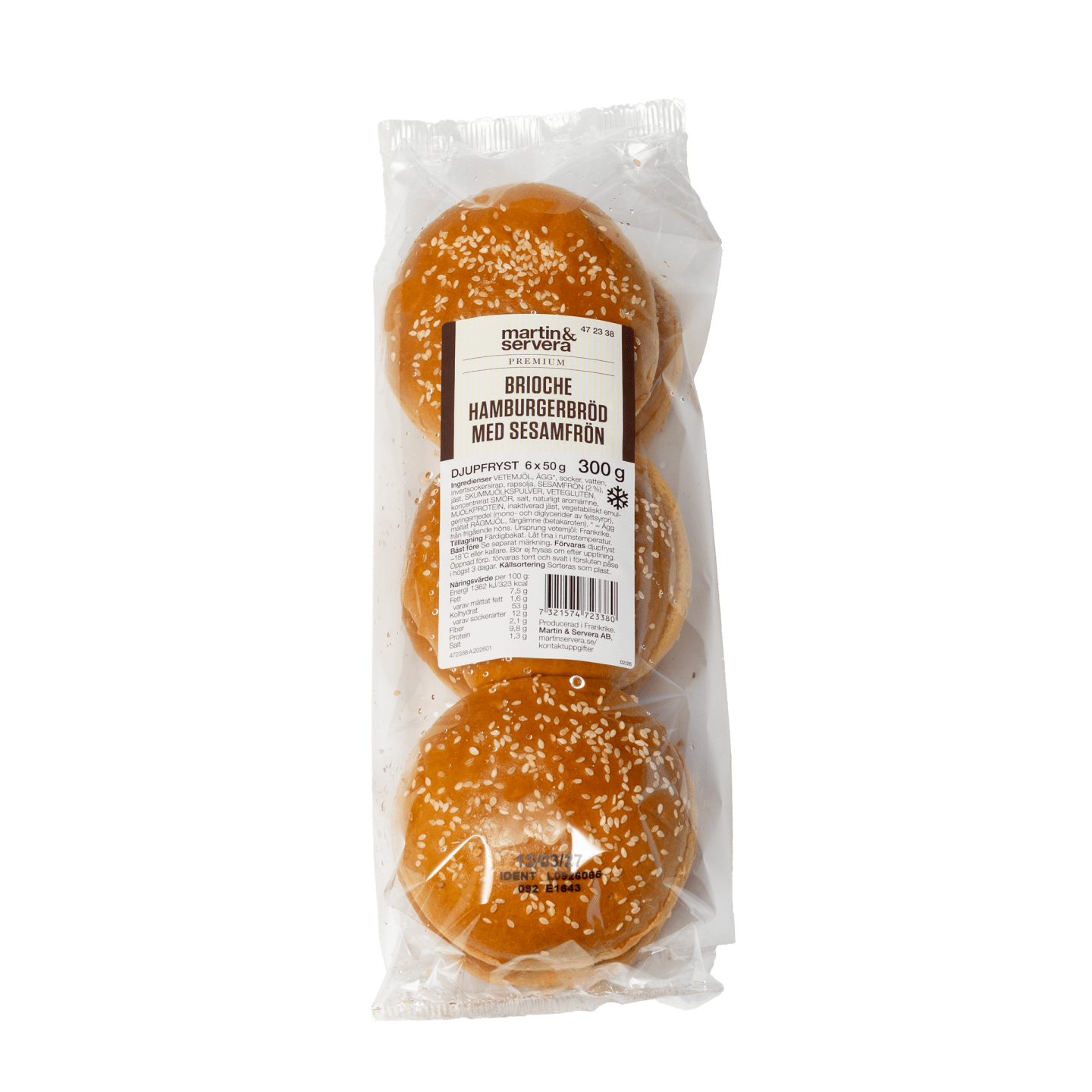 Hamburgerbröd brioche m sesamfrö 14x6st 50g