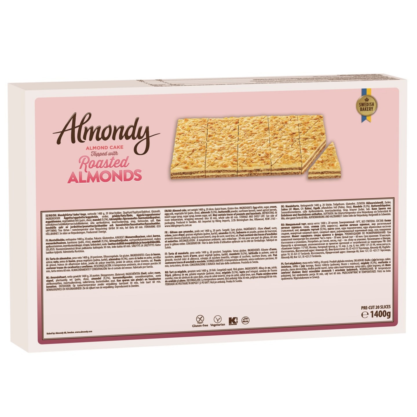 Mandeltårta original förskuren 1,4kg