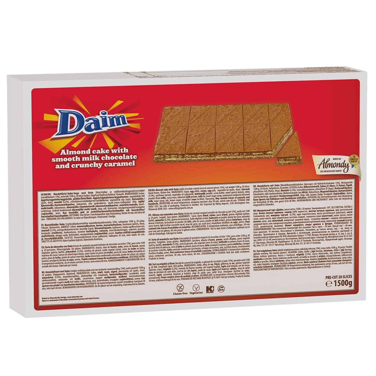 Mandeltårta DAIM förskuren 1,5kg
