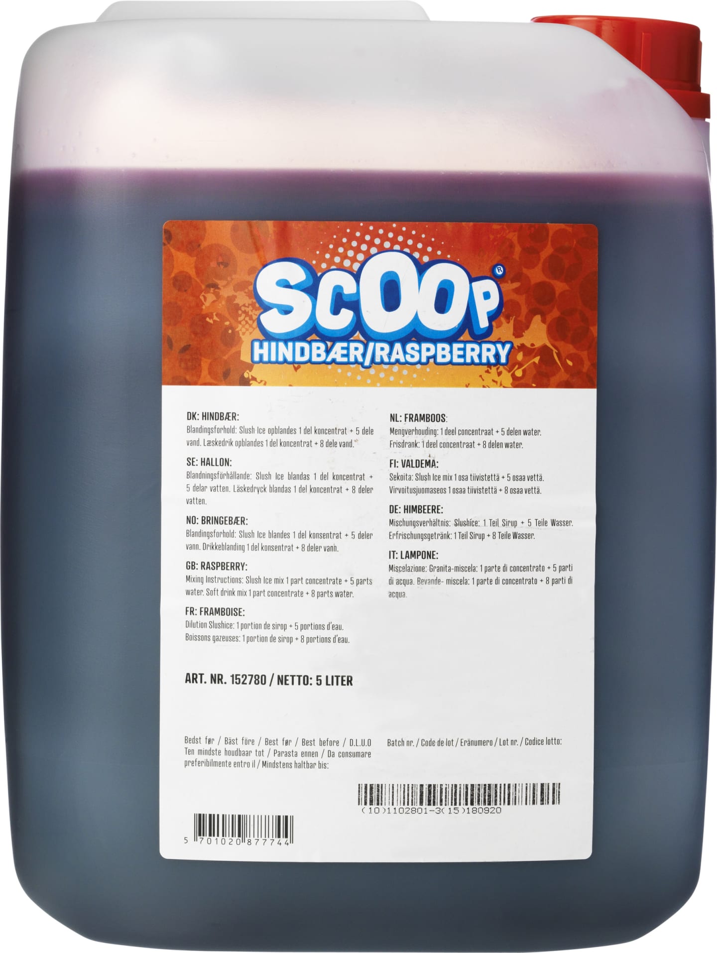 Scoop raspberry W/naturl colours - 5L