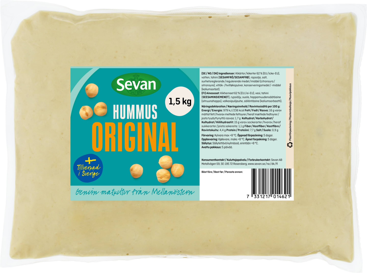 Hummus Original Pouch 1,5kg
