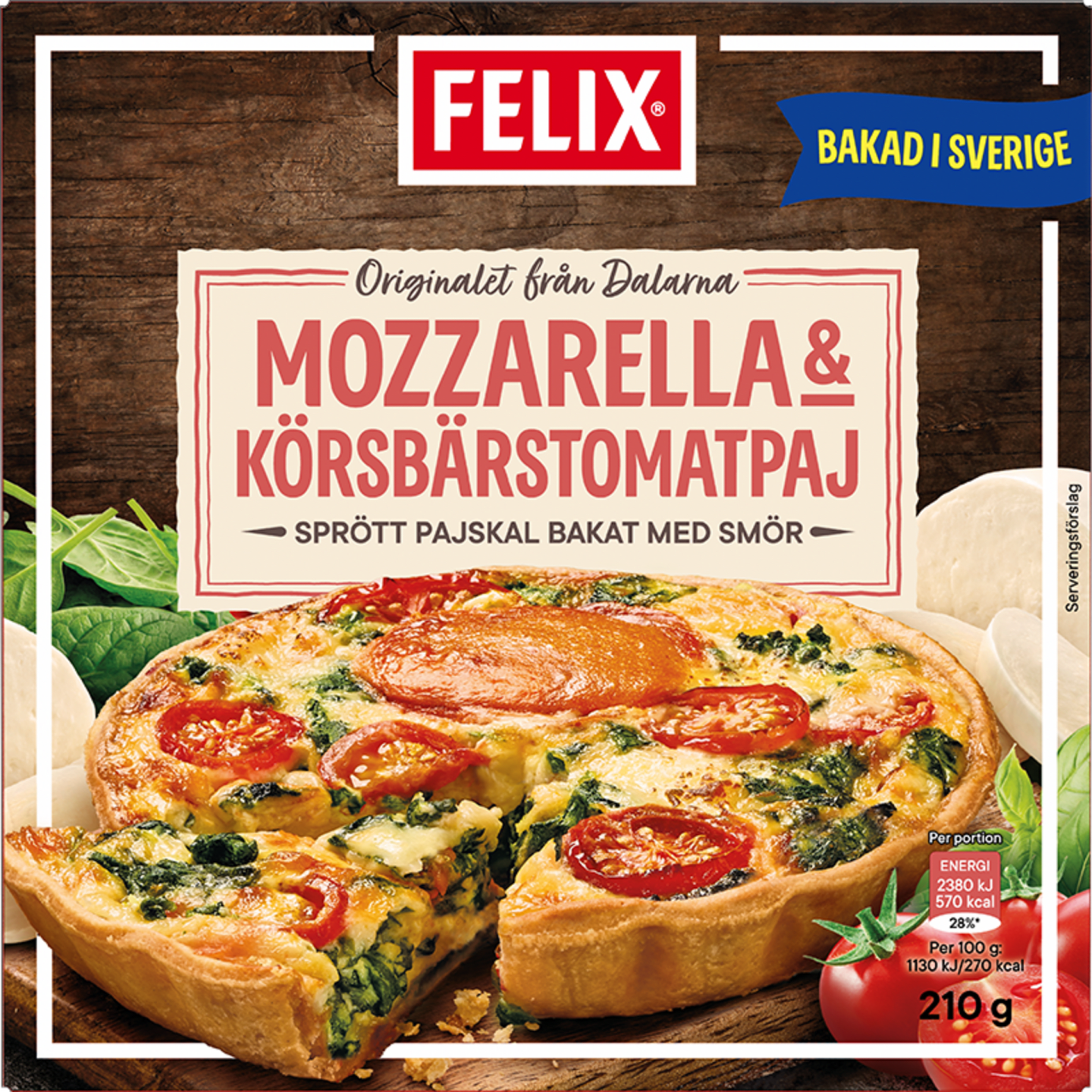 Veggie Mozarrella körsbärstomatpaj 210g - Bild 1 av 1